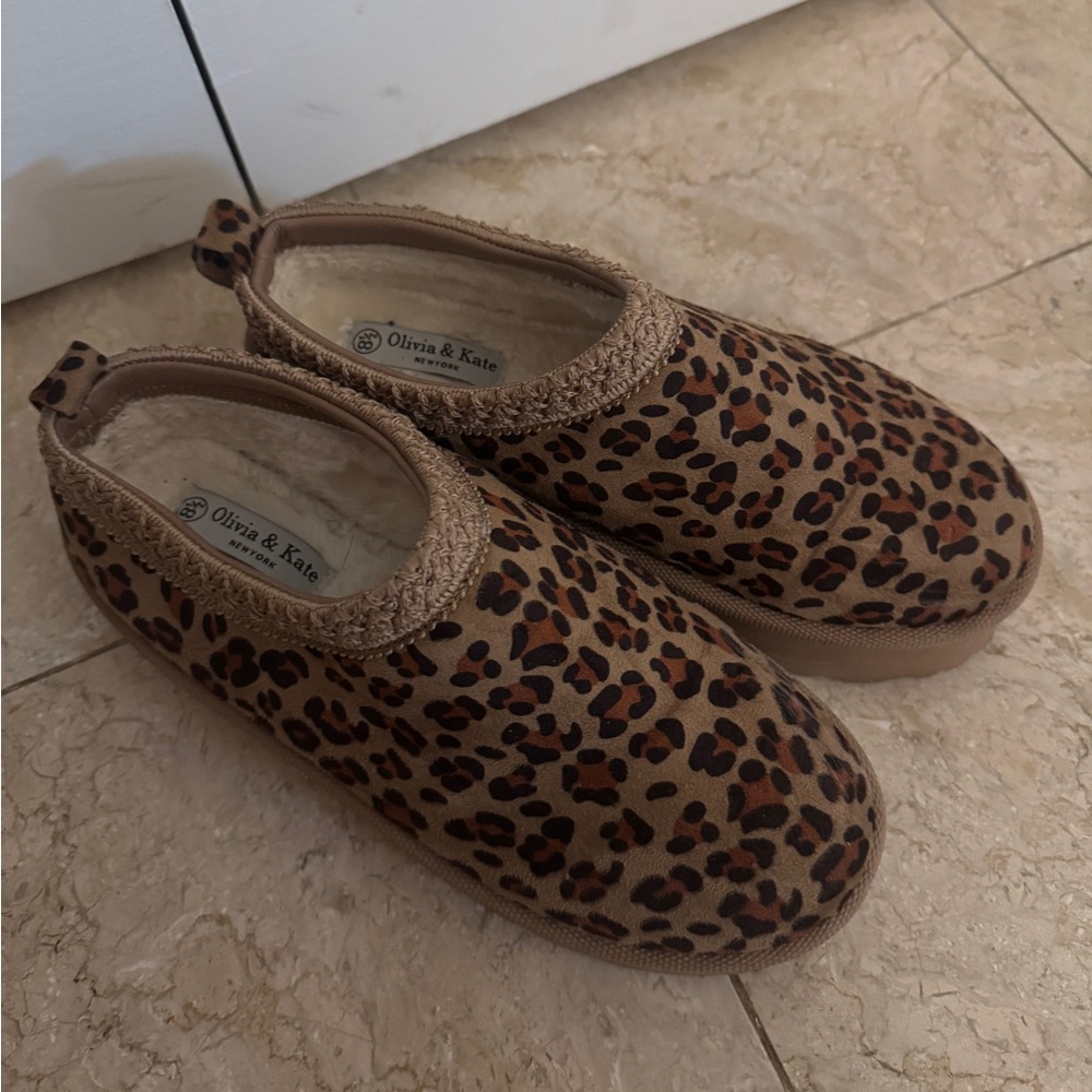 Platform Cheetah Slip on Slippers